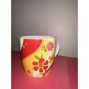 Starbucks Coffee Company 2007 Red/Orange Floral Coffee Mug 15oz